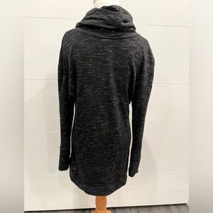 Black sweater with white speckles and cowl neck size large